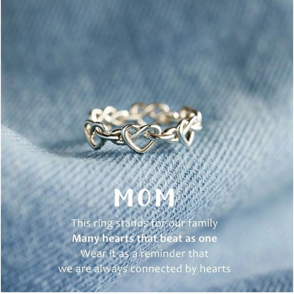 To My Daughter To My Mom Love Braided Chain Linked Ring Woman Mother's Day .